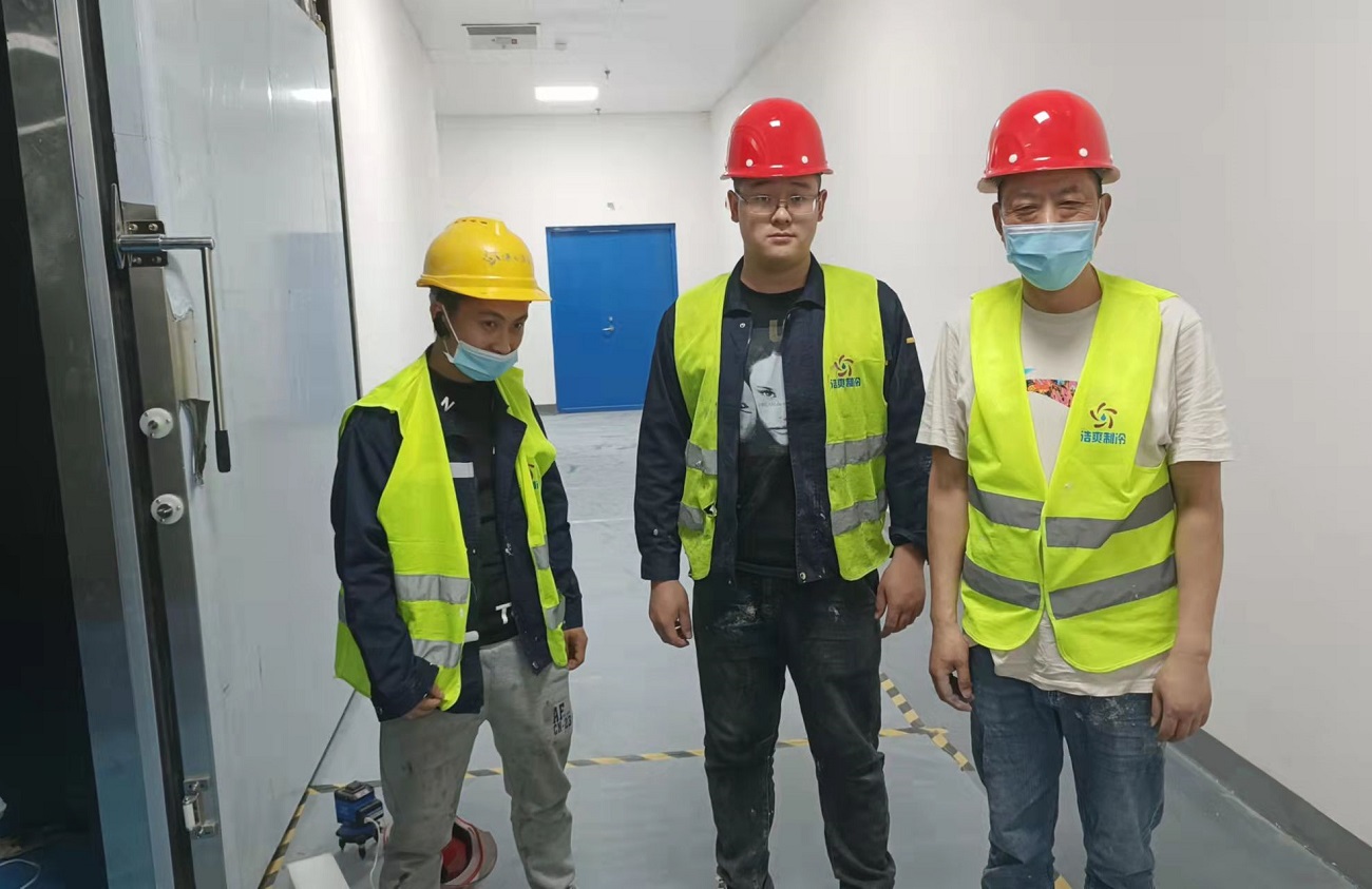 图为浩爽工人正在建造种子冷库